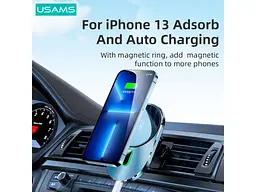 Автомобільний тримач для смартфона USAMS US-CD170 Magnetic 15W Grey (CD170DZ01) - мініатюра 5