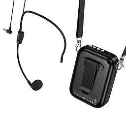 Портативна колонка з гарнітурою HOCO L23 Lemony speaker with wired microphone, 5W, Black - мініатюра 6