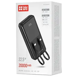 Батарея універсальна ColorWay 20 000 мА·год DigiPower PD/22.5 Вт, QC/4.0, чорна (CW-PB200LP01BK) - мініатюра 4