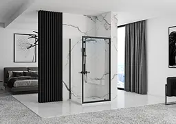 Душова кабіна Rea Rapid Swing 80x120 black REA-K6421 + REA-K6413, Чорний матовий, Універсальна, прозрачний, Чорний матовий - мініатюра 4