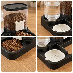 Автоматична годівниця та поїлка 600/1500мл 2 в 1 для тварин 25 см чорна Zoo00402 - мініатюра 4