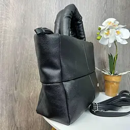Сумка жіноча класична через плече чорна дута стильна 1221Ч - мініатюра 3
