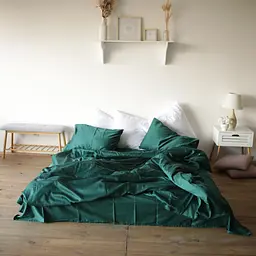 Комплект постільної білизни двуспальний 180 x 220 см SARRA Сатин Emerald Смарагдовий