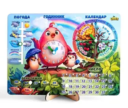 Дерев'яна розвиваюча гра "Календар Пташка" українською мовою Ubee ПСФ029-УКР