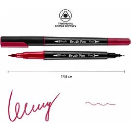 Маркер акварельний Santi Brush Pen SW-06 вишневий двосторонній 6 шт. (391006) - мініатюра 2
