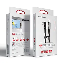 Кабель ArmorStandart AT-C1D USB Type-C to 90-degree USB Type-C 100W 1,2m Black (ARM75870) - мініатюра 2