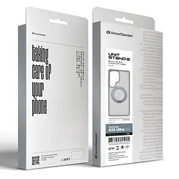 Противоударный чехол-панель для Samsung Galaxy S25 Ultra 5G, Unit Stand2, серый, силикон + поликарбонат, защита всего корпуса, с подставкой, поддержка магнитных держателей и беспроводной зарядки (MagSafe), ArmorStandart (ARM89563) - мініатюра 6