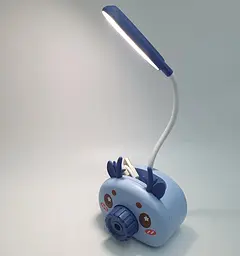 Настільна LED-лампа дитяча акумуляторна на гнучкій ніжці 22 см з органайзером точилкою та підставкою для телефону світильник Elite EL-2178 блакитна - мініатюра 2