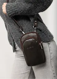 Жіноча шкіряна сумка Sambag Modena для телефону коричнева 19 х 11 х 3 см (96199170) - мініатюра 4