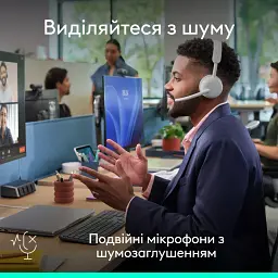 Навушники Logitech Zone Wireless 2 ES for Business Off-White TEAMS version with receiver (981-001520) - мініатюра 9