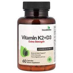 Витамин D3+K-2 Vitamin K2+D3 10.000IU/120mcg Extra Strength 60 капсул Futurebiotics vit0006376