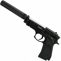 Дитячий страйкбольний пістолет Airsoft Gun C.19+ металевий з глушником, стріляє кульками 6 мм, іграшкова зброя довжина 32 см - мініатюра 2