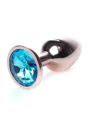 Анальна пробка - Jewellery Red Gold Plug Light Blue - мініатюра 3