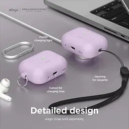 Чохол Elago Silicone Hang Case Lavender for AirPods Pro 2nd Gen лавандовий (EAPP2CSC-ORHA-LV) - мініатюра 5