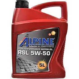 Олива моторна синтетична Alpine RSL 5W-50 API SN/CF A3/B4 MB 229.3 BMW LL-01 VW 502 00/ 505 00 Porsche A40 5 л (23457)