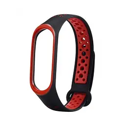 Силіконовий ремінець для фітнес браслета XiaomiXiaomi Smart Band 5 6 7 Black Red Sport Чорний Червоний Спортивний