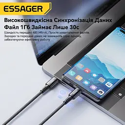 Кабель Essager Type-C – Type-C 240W Sunset, 1 м, чорний - мініатюра 6