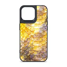 Кожаный чехол для Apple iPhone 15 Pro Max, Harder Nagas, желтый, термополиуретан ТПУ + экокожа с имитацией кожи Наги, панель, защита корпуса, противоударный, микрофибра, рамка вокруг камеры, защита всего корпуса, (ARM76741)