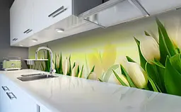 Вініловий кухонний фартух Весняні Тюльпани наклейка для кухні ПВХ квіти Жовтий 60х200 см Happy Pocket Z181595 - мініатюра 6