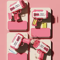 Пістолет для мильних бульбашок Bubble Gun 698-20 з насадками на 32/45 отворів 50ml Pink - мініатюра 4