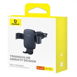 Автотримач Baseus Metal Age 3 Gravity Car Mount (Air Outlet Version) (C40467600) Cluster Black - мініатюра 6