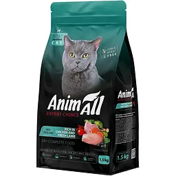 Сухий корм для стерилізованих кішок AnimAll з куркою та свіжою ягнятиною 1.5 кг