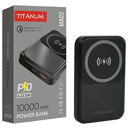 Повербанк з бездротовою зарядкою 10000mAh Titanium MA02 22.5W Black (TPB-MA02-B)