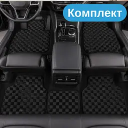Комплект автомобільних килимків Solve шахматного дизайну чорний 5 шт. (KT8001405) - мініатюра 2