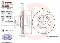 Диск гальмівний вентильований Mazda Mx-5 IV, Fiat 124 2 15-25р Brembo (09.D307.11)