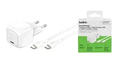 Belkin Зарядний пристрій мережевий 30Вт USB-С PD PPS, кабель USB-С > USB-C, 1 м, PVC, білий - мініатюра 6