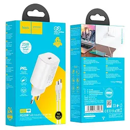 Мережевий зарядний пристрій Hoco N22 Jetta PD25W charger set ( Type-C to Type-C ) ( EU ) Білий - мініатюра 3