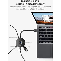 USB-хаб Baseus Round Box 4-Port USB-C Black 0.1м (CAHUB-G01) [77933] - мініатюра 6