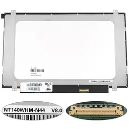Матриця 14.0 NT140WHM-N44 (1366*768 30pin(eDP) LED SLIM (вертикальні вушки) матова роз'єм праворуч знизу) для ноутбука