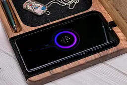 Дерев'яний органайзер на стіл з бездротовою зарядкою ecoWalnut 300x231x210 мм - мініатюра 6