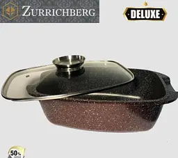 Гусятниця Zurrichberg ZBP-7102 з мармуровим покриттям з кришкою 32 см 5.6 л Бордо - мініатюра 6