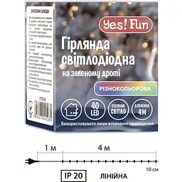 Електрогірлянда Yes! Fun нитка 40 LED статична 4 м різнокольорова (975048) - мініатюра 2