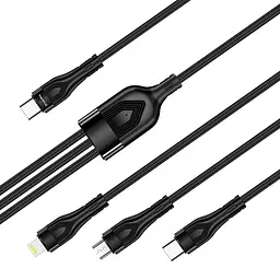 Кабель ColorWay Lightning + micro USB + USB Type-C (M/M), 3.0 А, 1.2 м, Чорний (CW-CBPDU3060-BK)