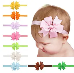 Пов'язка дитяча бордова з бантиком - на резинці окружність від 30 см до 48 см бант 9 см - мініатюра 4