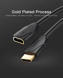 Подовжувач HDMI-HDMI v.2.0 Vention F/M PVC Shell 4K 60Hz 18Gbps 1m Black (VAA-B06-B100) - мініатюра 2