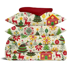 Комплект постільної білизни Cosas Christmas CS4 Сімейний червоний (Christmas_El180x30-80Burgundy_160x2)