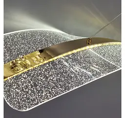 Підвісна лінійна LED-люстра Artlight 5341-1200L-GD золота подвійна хвиля з прозорим акрилом та блискітками - мініатюра 7