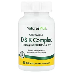 Жувальні вітаміни D&K Chewable D&K Complex, 60 жувальних таблеток Natures Plus vit0004571