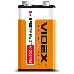 Батарейка VIDEX 6F22/9V Shrink 1 Super Hevy Duty Крона (24/480)