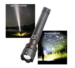 Ліхтарик Bailong BLL6-P90 Zoom 3 реж., алюміній, водо-ударостійкий, акумулятор - мініатюра 8