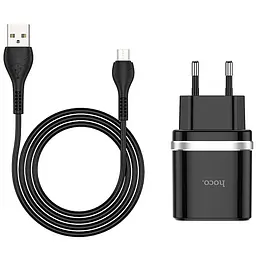 МЗП Hoco C12Q Smart QC3.0 3A (1USB-A) + кабель USB to MicroUSB Чорний - мініатюра 2