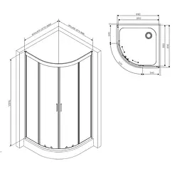 Душове огородження 1/4 Round AM.PM Gem 90×90 см, без піддону, чорний профіль W90UG-401-9090-BT - мініатюра 9