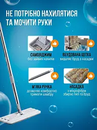 Комплект для домашнього прибирання легка швабра лентяйка, що обертається на 360°, зі складною ручкою та відром для віджимання 8 л - мініатюра 3