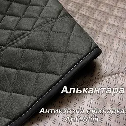Накидки для сидінь Алькантара Verona Premium L передні Чорні 2 шт (Оригінал) - мініатюра 2