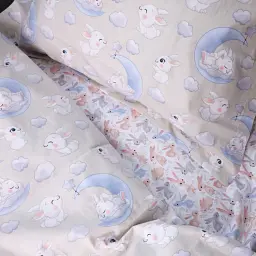Простирадло на гумці MirSon Poplin Line Kids 07 Rabbits 150х200 см кремове (2200009718274) - мініатюра 3