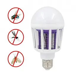 Світлодіодна лампа від комарів лампочка пастка комарів з електрошоком 220V світлодіодна
